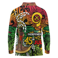Personalized Vanuatu 45th Independence Anniversary Long Sleeve Polo Shirt Melanesian Pattern Reggae - Polynesian Pride