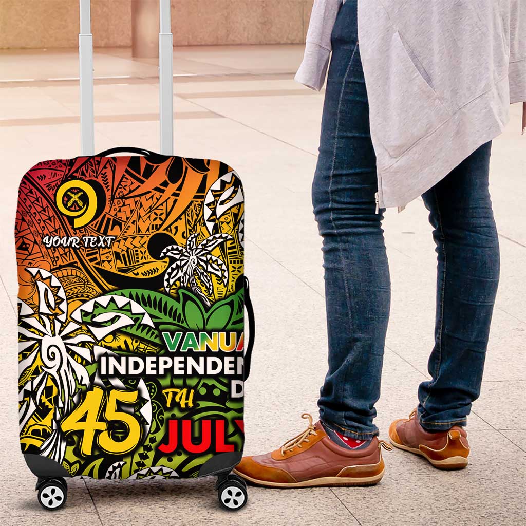 Personalized Vanuatu 45th Independence Anniversary Luggage Cover Melanesian Pattern Reggae - Polynesian Pride