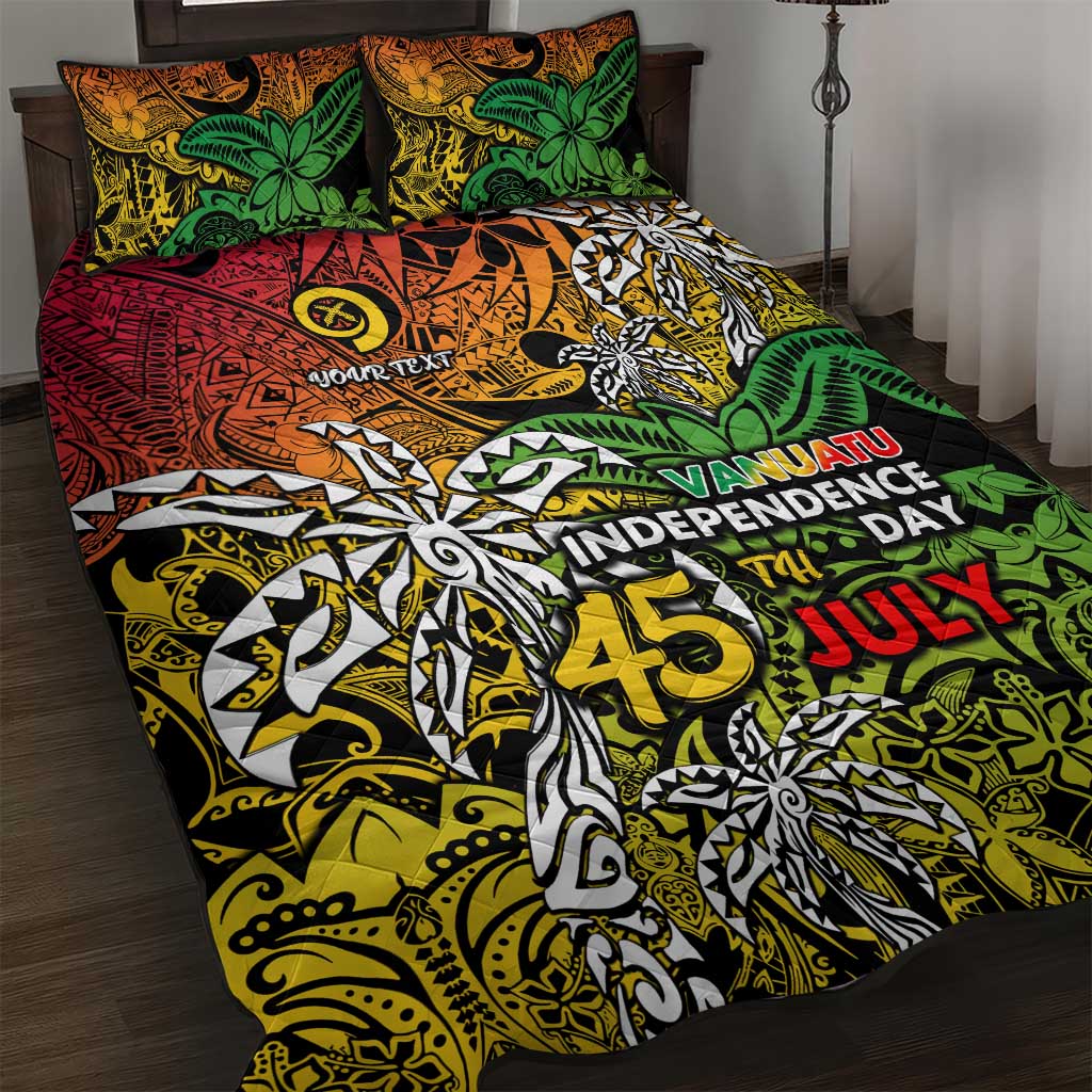 Personalized Vanuatu 45th Independence Anniversary Quilt Bed Set Melanesian Pattern Reggae - Polynesian Pride