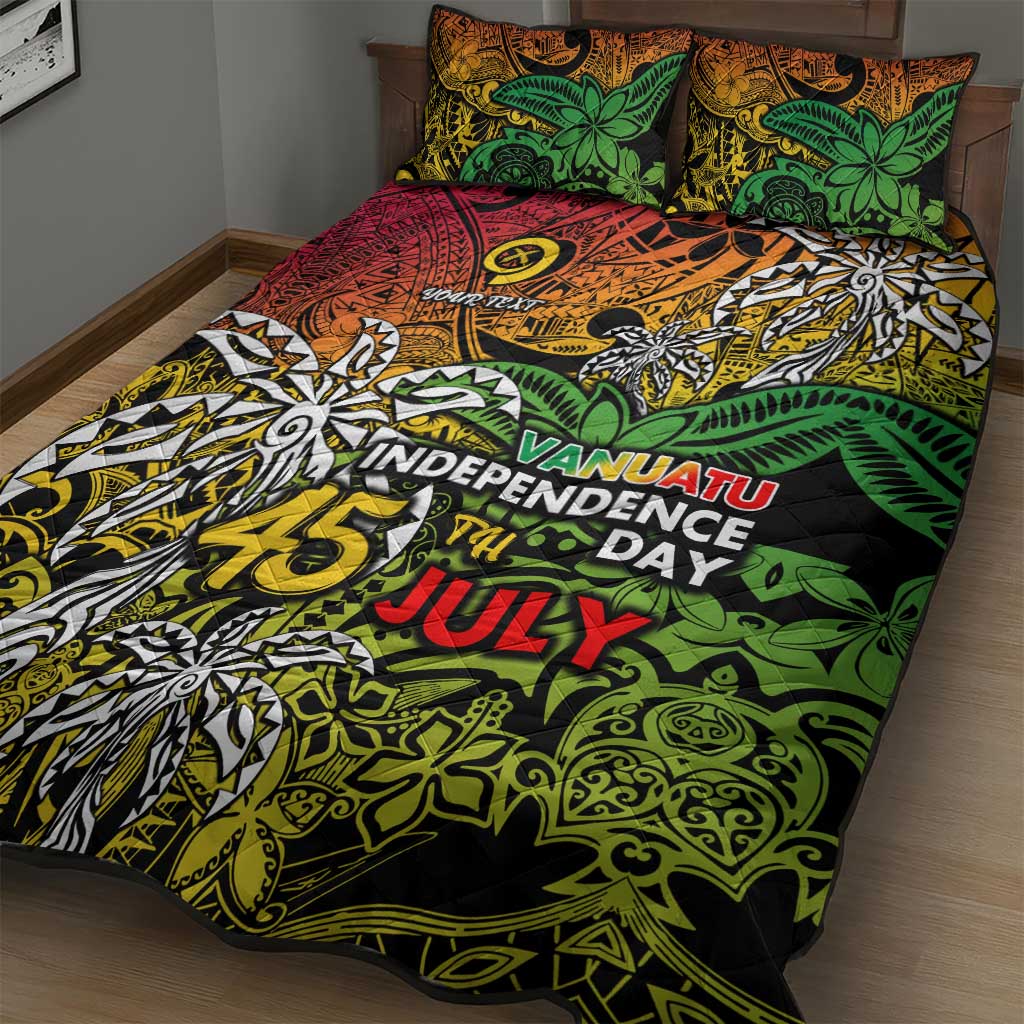 Personalized Vanuatu 45th Independence Anniversary Quilt Bed Set Melanesian Pattern Reggae - Polynesian Pride