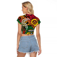 Personalized Vanuatu 45th Independence Anniversary Raglan Cropped T Shirt Melanesian Pattern Reggae - Polynesian Pride