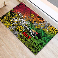 Personalized Vanuatu 45th Independence Anniversary Rubber Doormat Melanesian Pattern Reggae - Polynesian Pride