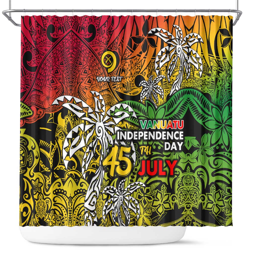 Personalized Vanuatu 45th Independence Anniversary Shower Curtain Melanesian Pattern Reggae - Polynesian Pride