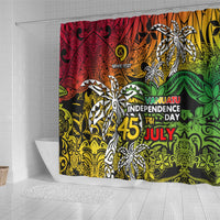 Personalized Vanuatu 45th Independence Anniversary Shower Curtain Melanesian Pattern Reggae - Polynesian Pride