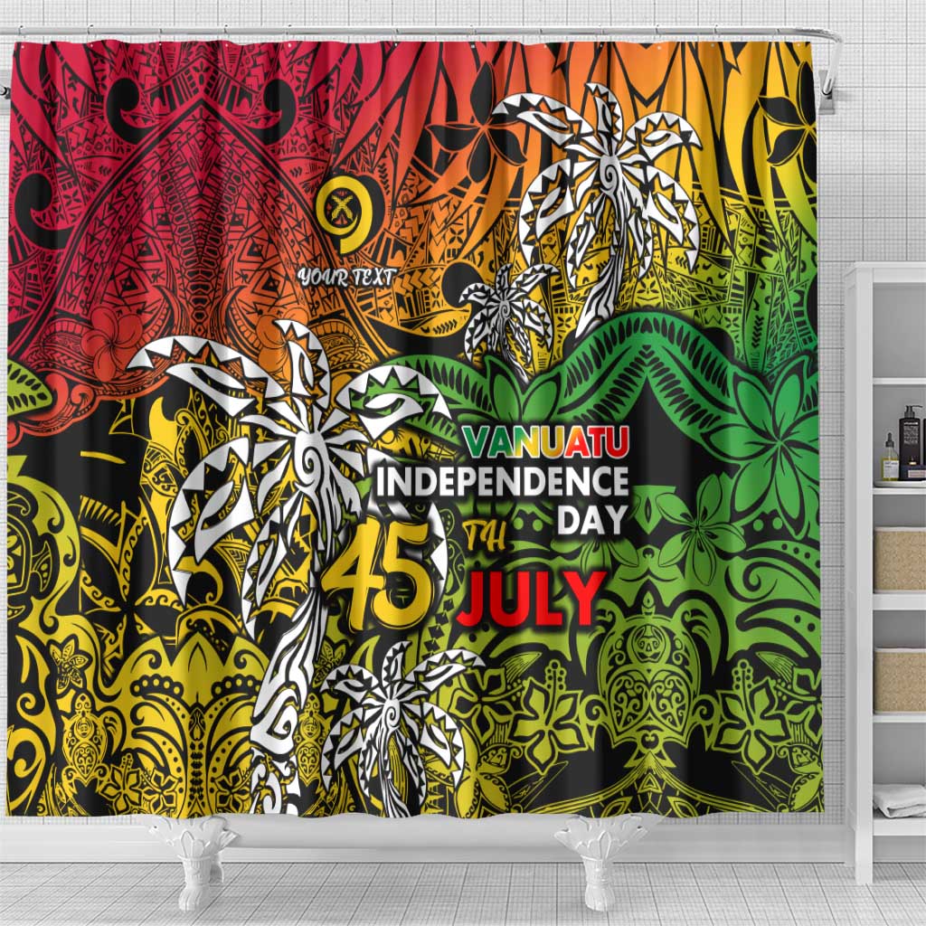 Personalized Vanuatu 45th Independence Anniversary Shower Curtain Melanesian Pattern Reggae - Polynesian Pride