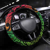 Vanuatu 45th Independence Anniversary Steering Wheel Cover Melanesian Pattern Reggae - Polynesian Pride