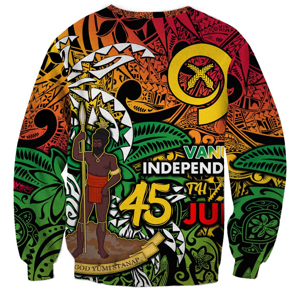 Personalized Vanuatu 45th Independence Anniversary Sweatshirt Melanesian Pattern Reggae - Polynesian Pride