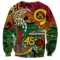 Personalized Vanuatu 45th Independence Anniversary Sweatshirt Melanesian Pattern Reggae - Polynesian Pride