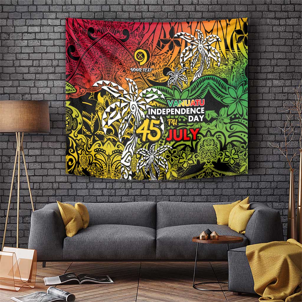 Personalized Vanuatu 45th Independence Anniversary Tapestry Melanesian Pattern Reggae - Polynesian Pride