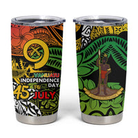 Vanuatu 45th Independence Anniversary Tumbler Cup Melanesian Pattern Reggae - Polynesian Pride