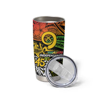 Vanuatu 45th Independence Anniversary Tumbler Cup Melanesian Pattern Reggae - Polynesian Pride
