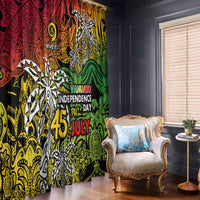 Personalized Vanuatu 45th Independence Anniversary Window Curtain Melanesian Pattern Reggae - Polynesian Pride