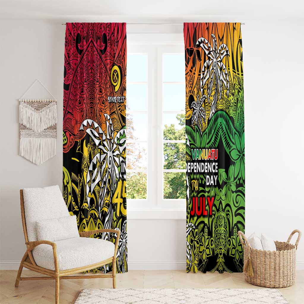 Personalized Vanuatu 45th Independence Anniversary Window Curtain Melanesian Pattern Reggae - Polynesian Pride