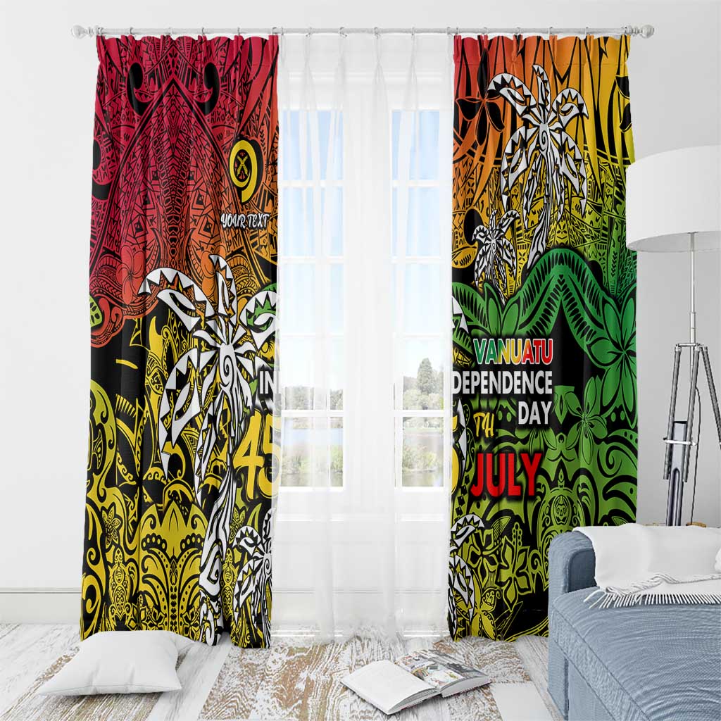 Personalized Vanuatu 45th Independence Anniversary Window Curtain Melanesian Pattern Reggae - Polynesian Pride