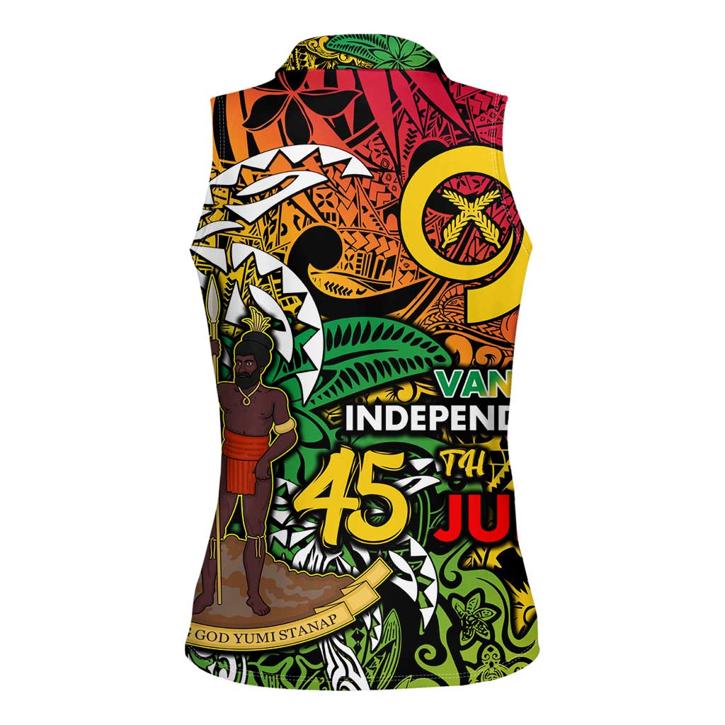 Personalized Vanuatu 45th Independence Anniversary Women Sleeveless Polo Shirt Melanesian Pattern Reggae - Polynesian Pride