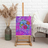 Dolphin Polynesia Canvas Wall Art Hibiscus Tropical Wave - Purple Vibes