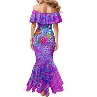 Dolphin Polynesia Family Matching Mermaid Dress and Hawaiian Shirt Hibiscus Tropical Wave - Purple Vibes DT02 - Polynesian Pride