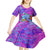 Personalized Dolphin Polynesia Kid Short Sleeve Dress Hibiscus Tropical Wave - Purple Vibes