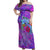 Personalized Dolphin Polynesia Off Shoulder Maxi Dress Hibiscus Tropical Wave - Purple Vibes