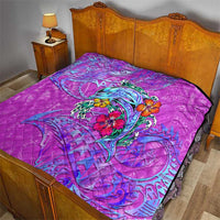 Dolphin Polynesia Quilt Hibiscus Tropical Wave - Purple Vibes