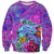 Personalized Dolphin Polynesia Sweatshirt Hibiscus Tropical Wave - Purple Vibes