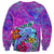 Personalized Dolphin Polynesia Sweatshirt Hibiscus Tropical Wave - Purple Vibes