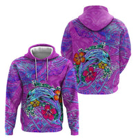 Dolphin Polynesia Zip Hoodie Hibiscus Tropical Wave - Purple Vibes DT02 - Polynesian Pride
