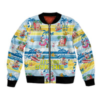 Surfing Christmas Bomber Jacket Tropical Santa Let's Go Surfing DT02 Unisex Art - Polynesian Pride
