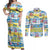 Surfing Christmas Couples Matching Off Shoulder Maxi Dress and Long Sleeve Button Shirt Tropical Santa Let's Go Surfing DT02 Art - Polynesian Pride