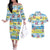 Surfing Christmas Couples Matching Off The Shoulder Long Sleeve Dress and Hawaiian Shirt Tropical Santa Let's Go Surfing DT02 Art - Polynesian Pride