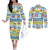 Surfing Christmas Couples Matching Off The Shoulder Long Sleeve Dress and Long Sleeve Button Shirt Tropical Santa Let's Go Surfing DT02 Art - Polynesian Pride