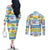 Surfing Christmas Couples Matching Off The Shoulder Long Sleeve Dress and Long Sleeve Button Shirt Tropical Santa Let's Go Surfing DT02 - Polynesian Pride
