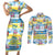 Surfing Christmas Couples Matching Short Sleeve Bodycon Dress and Long Sleeve Button Shirt Tropical Santa Let's Go Surfing DT02 Art - Polynesian Pride