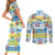 Surfing Christmas Couples Matching Short Sleeve Bodycon Dress and Long Sleeve Button Shirt Tropical Santa Let's Go Surfing DT02 - Polynesian Pride