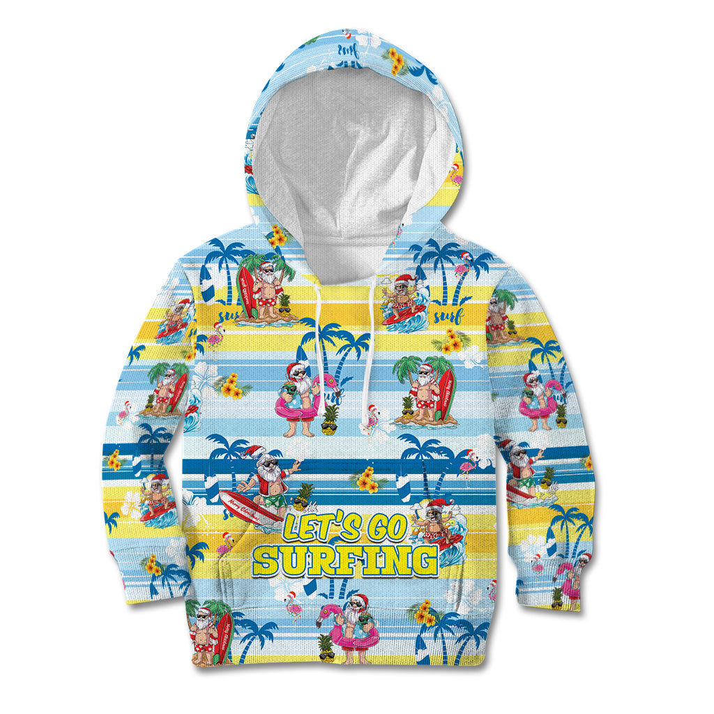 Surfing Christmas Kid Hoodie Tropical Santa Let's Go Surfing DT02 Hoodie Art - Polynesian Pride