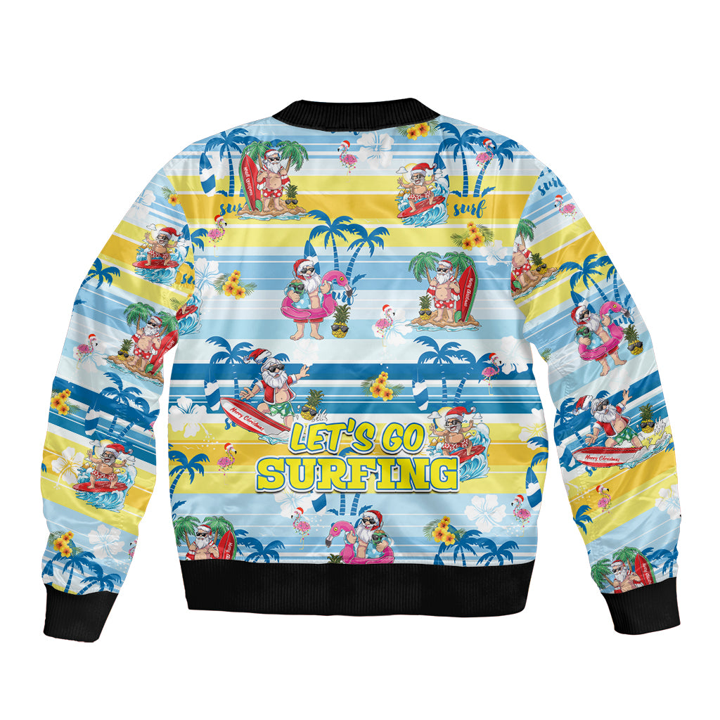 Surfing Christmas Sleeve Zip Bomber Jacket Tropical Santa Let's Go Surfing DT02 - Polynesian Pride