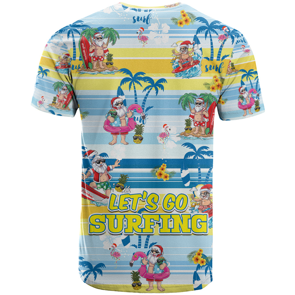 Surfing Christmas T Shirt Tropical Santa Let's Go Surfing DT02 - Polynesian Pride