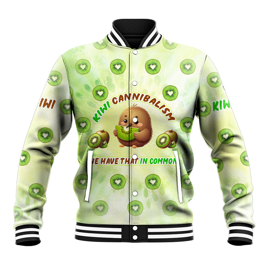 Kiwi Cannibalism Baseball Jacket New Zealand Kiwi Cute Bird Funny DT02 Unisex Green - Polynesian Pride