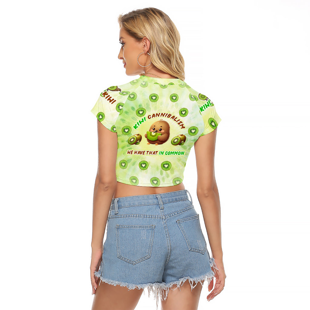 Kiwi Cannibalism Raglan Cropped T Shirt New Zealand Kiwi Cute Bird Funny