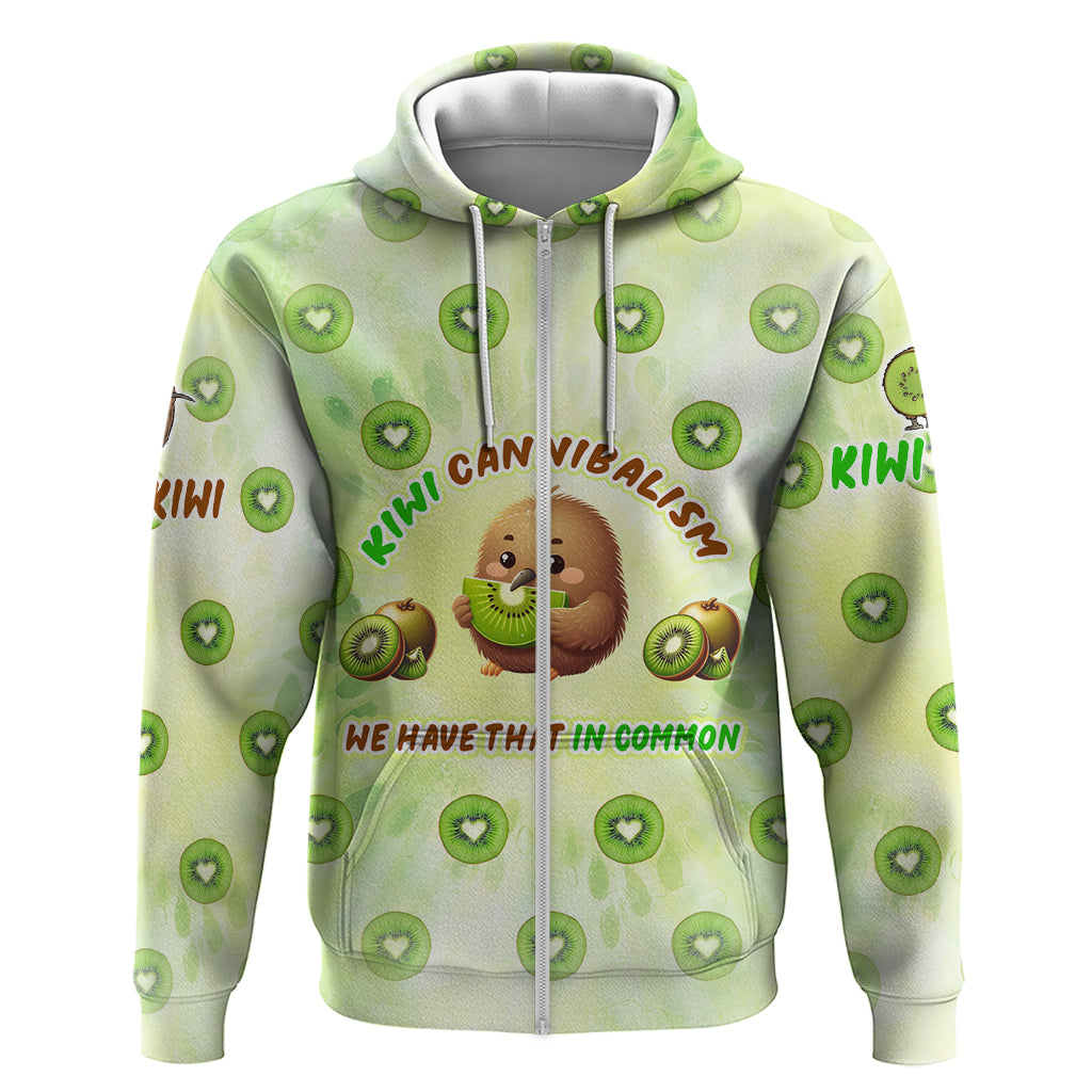 Kiwi Cannibalism Zip Hoodie New Zealand Kiwi Cute Bird Funny DT02 Zip Hoodie Green - Polynesian Pride
