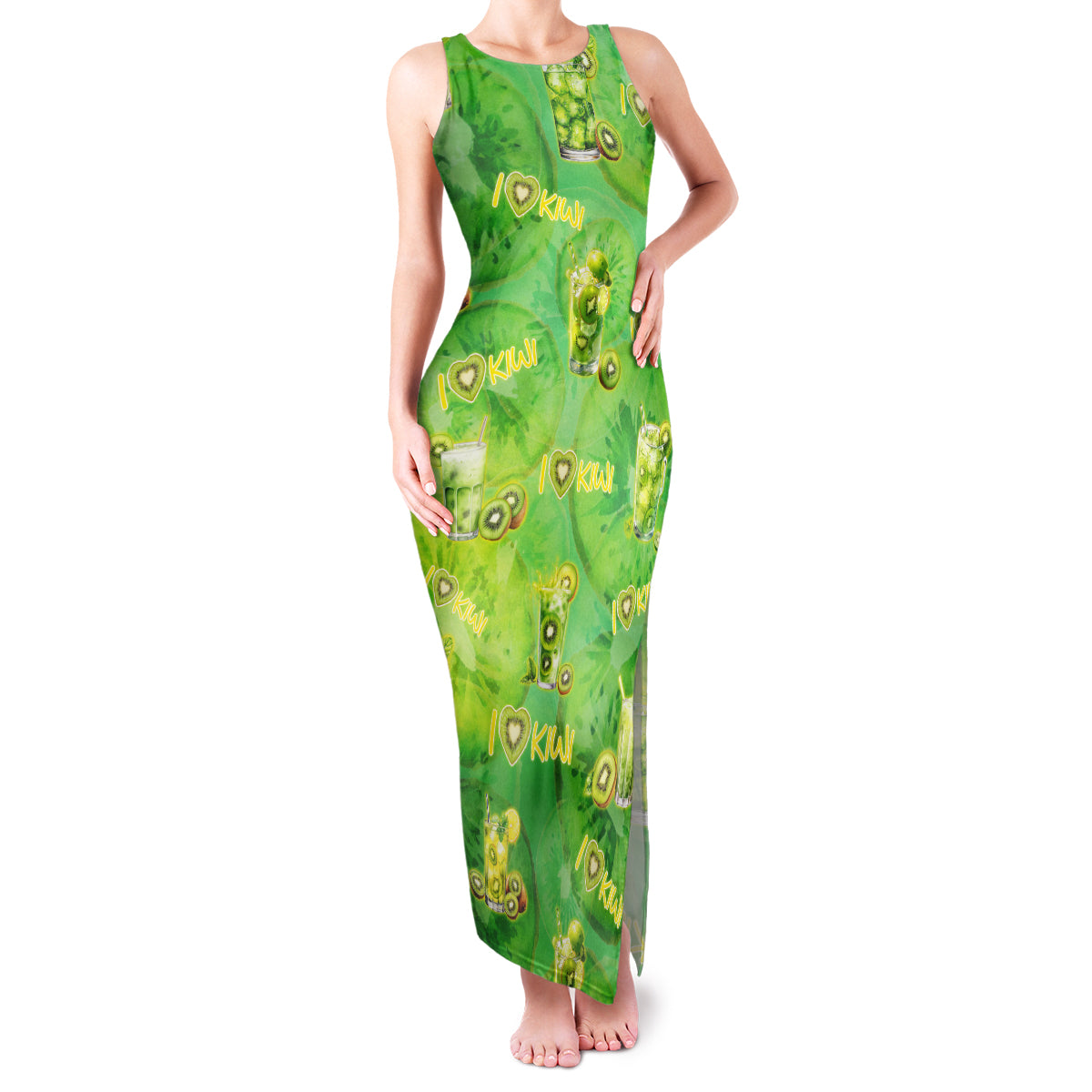 I Love Kiwi Family Matching Tank Maxi Dress and Hawaiian Shirt New Zealand Kiwi Fruit Summer Cocktail