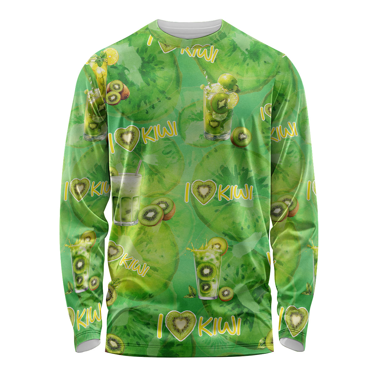 I Love Kiwi Long Sleeve Shirt New Zealand Kiwi Fruit Summer Cocktail DT02 Unisex Green - Polynesian Pride
