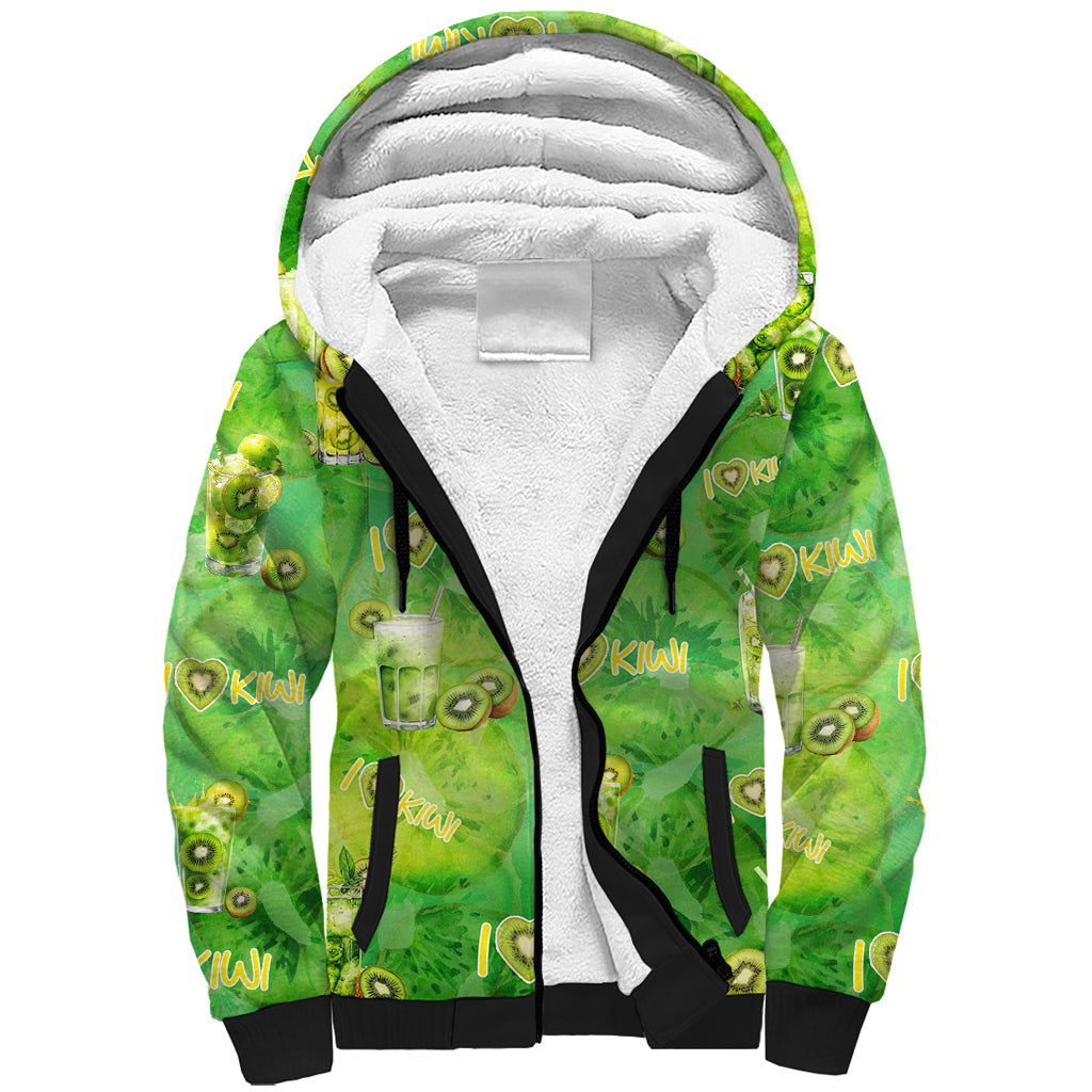 I Love Kiwi Sherpa Hoodie New Zealand Kiwi Fruit Summer Cocktail