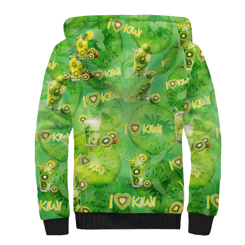I Love Kiwi Sherpa Hoodie New Zealand Kiwi Fruit Summer Cocktail