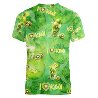 I Love Kiwi Women V-Neck T-Shirt New Zealand Kiwi Fruit Summer Cocktail