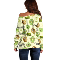 Kiwi Cute Humorous Off Shoulder Sweater New Zealand Fruit