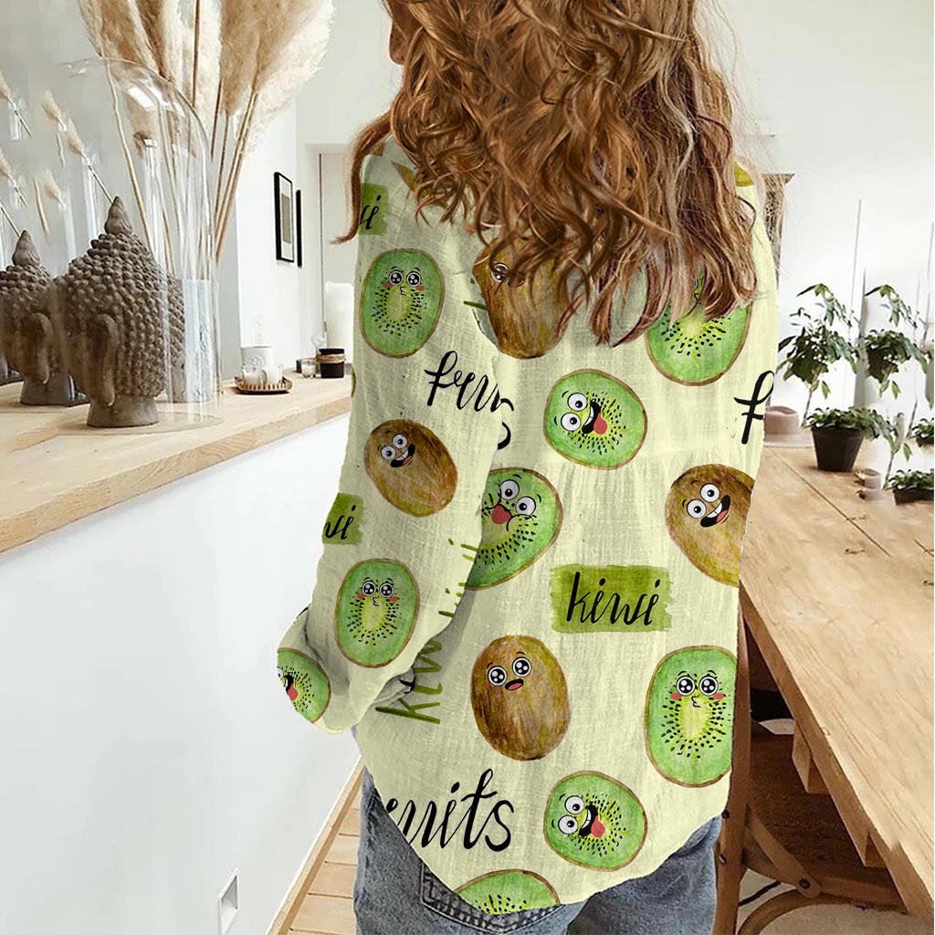 Kiwi Cute Humorous Women Casual Shirt New Zealand Fruit
