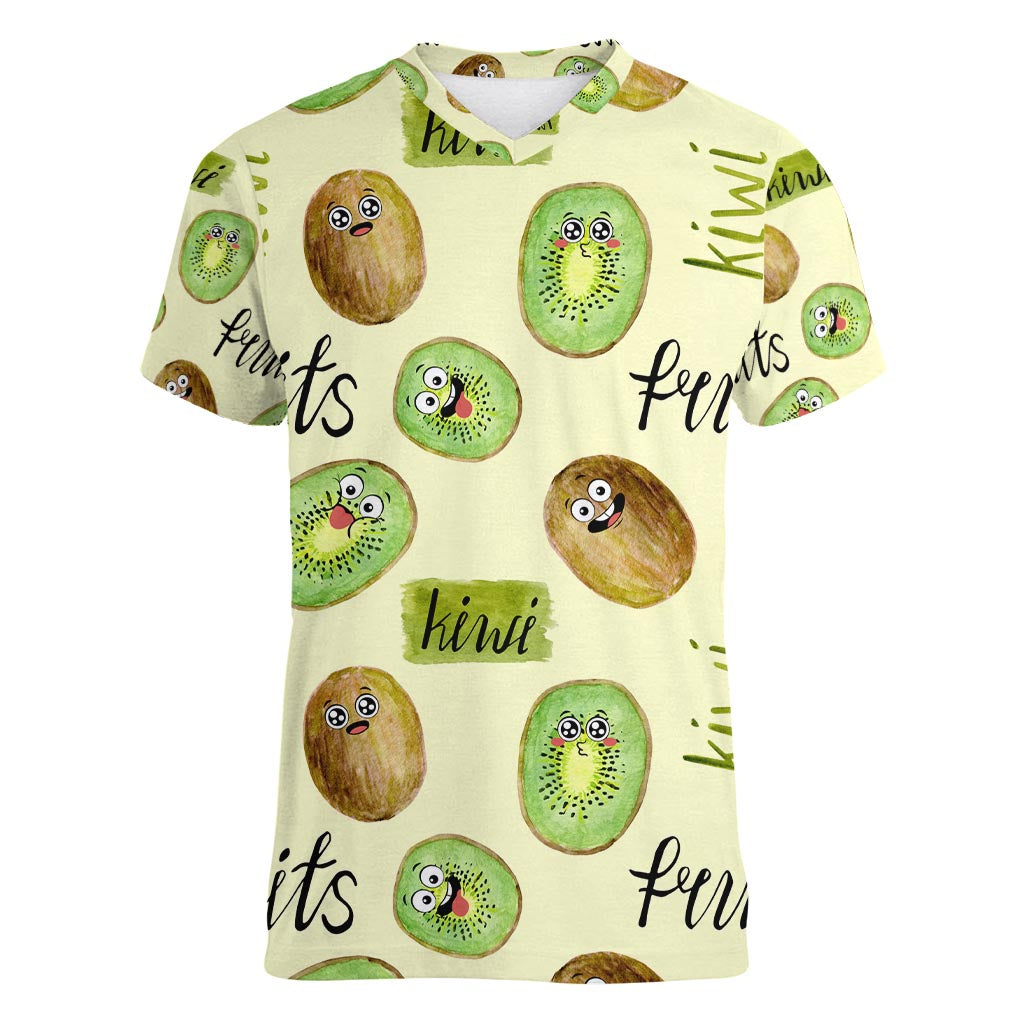Kiwi Cute Humorous Women V-Neck T-Shirt New Zealand Fruit