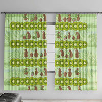 New Zealand Kiwi Fruit Witty Kiwi Bird Window Curtain DT02 With Hooks Green - Polynesian Pride