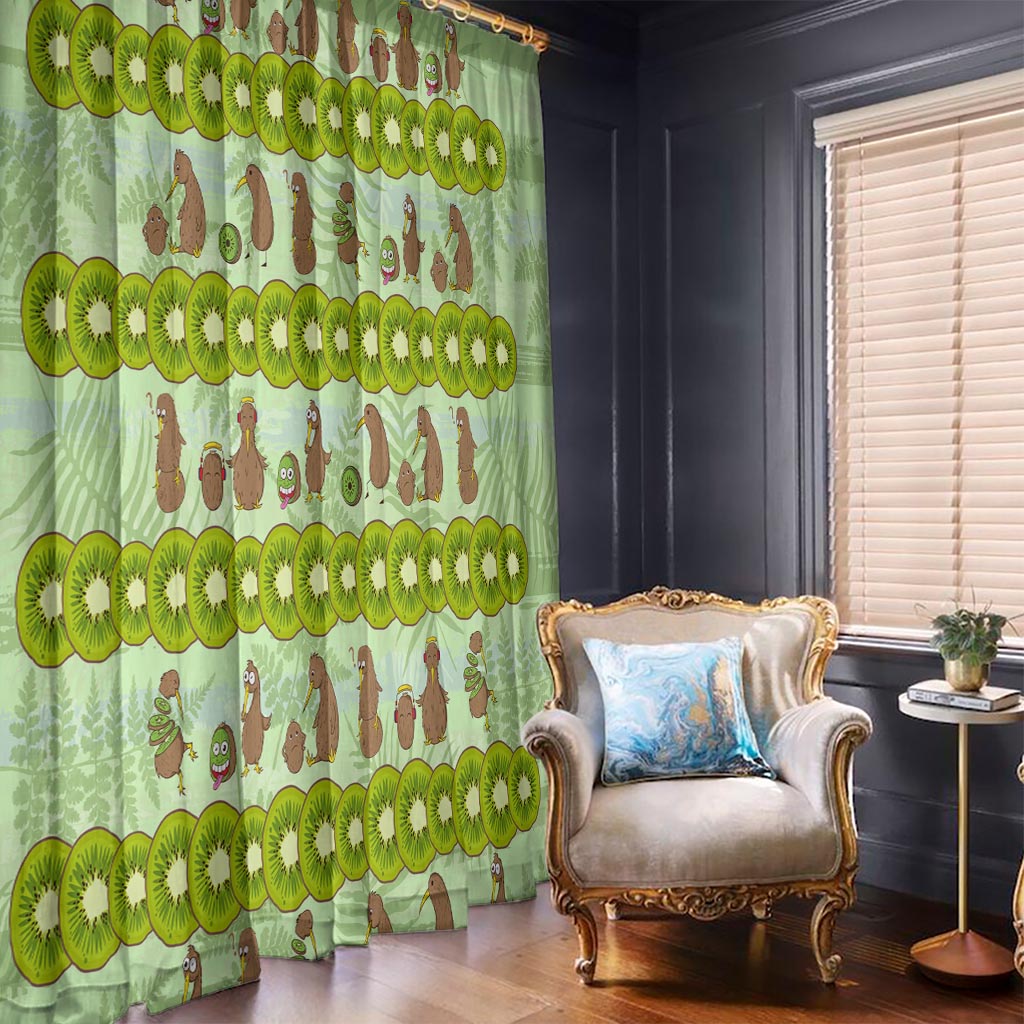 New Zealand Kiwi Fruit Witty Kiwi Bird Window Curtain DT02 - Polynesian Pride